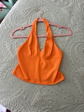 Free People Orange Halter Crop Top